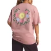 Tricou cu guler rotund și imprimeu floral, mărimi asiatice „Roz”