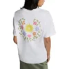 Tricou cu guler rotund și imprimeu floral supradimensionat, mărimi asiatice „Alb”