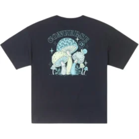 Tricou cu imprimeu ciuperci Mărimi asiatice „Black Teal”