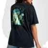 Tricou cu imprimeu ciuperci Mărimi asiatice „Black Teal”