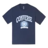 Tricou cu imprimeu retro universitar, mărimi asiatice „Albastru”