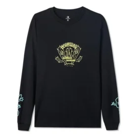 Tricou cu mânecă lungă și imprimeu cactus, mărimi asiatice „Negru”