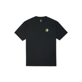 Tricou cu mânecă scurtă și guler rotund pentru bărbați, cu imprimeu logo Converse, negru