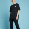 Tricou cu mânecă scurtă și guler rotund pentru bărbați, cu imprimeu logo Converse, negru