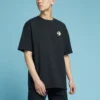 Tricou cu mânecă scurtă și guler rotund pentru bărbați, cu imprimeu logo Converse, negru
