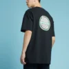 Tricou cu mânecă scurtă și guler rotund pentru bărbați, cu imprimeu logo Converse, negru