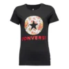 Tricou cu mânecă scurtă și imprimeu cu flori, negru