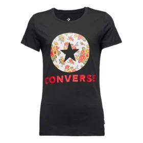 Tricou cu mânecă scurtă și imprimeu cu flori, negru Tricou cu mânecă scurtă și imprimeu cu flori, negru