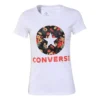 Tricou cu mânecă scurtă și imprimeu floral, alb
