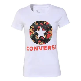 Tricou cu mânecă scurtă și imprimeu floral, alb