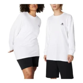 Tricou cu mâneci lungi Go-To cu broderie în formă de stea și chevron, mărimi asiatice „Alb”
