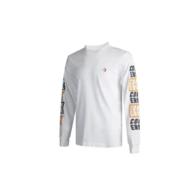 Tricou cu mâneci lungi și logo aplicat pentru bărbați, alb