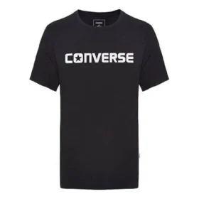 Tricou cu mâneci scurte Converse pentru bărbați, din bumbac pur, cu litere, negru