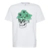 Tricou cu ochelari de soare și flori și craniu, mărimi asiatice „White”