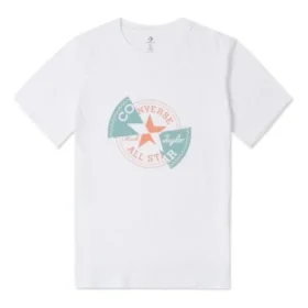 Tricou cu patch distorsionat, mărimi asiatice „Alb, portocaliu, verde-albastru”