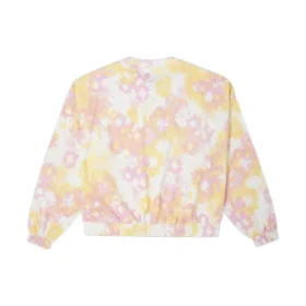 Tricou din bumbac cu guler rotund și imprimeu floral spălat, mărimi asiatice „Roz”