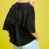 Tricou negru cu mâneci scurte, din plasă aerisită