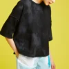 Tricou negru cu mâneci scurte, din plasă aerisită