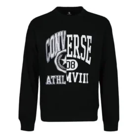 Tricou negru pentru bărbați Converse cu imprimeu cu logo-ul alfabetului, guler rotund, fără mâneci