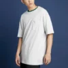Tricou Oversized cu guler rotund și buzunar Renew, mărimi asiatice „Beige”