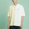 Tricou polo cu mâneci scurte, guler și blocuri de culoare, pentru bărbați, Converse, de culoare galben crem