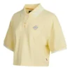Tricou polo scurt Logo Colorblock, crem și galben