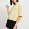 Tricou polo scurt Logo Colorblock, crem și galben
