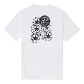 Tricou sport Converse Chuck pentru bărbați, cu imprimeu, guler rotund și mâneci scurte, alb