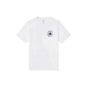 Tricou sport Converse Chuck pentru bărbați, cu imprimeu, guler rotund și mâneci scurte, alb