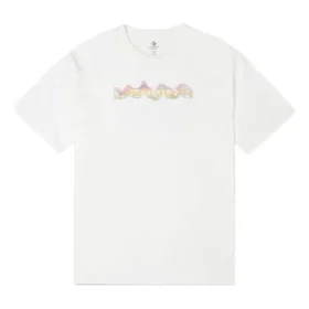 Tricou sport Converse pentru bărbați, cu imprimeu, croi lejer, mânecă scurtă, alb