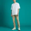 Tricou sport Converse pentru bărbați, cu imprimeu larg, guler rotund și mâneci scurte, alb