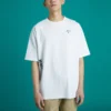 Tricou sport Converse pentru bărbați, cu imprimeu larg, guler rotund și mâneci scurte, alb