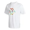 Tricou sport cu imprimeu Chevron în formă de stea, guler rotund și mâneci scurte, mărimi asiatice „Alb”