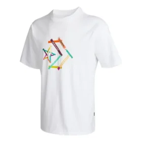 Tricou sport cu imprimeu Chevron în formă de stea, guler rotund și mâneci scurte, mărimi asiatice „Alb”