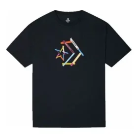 Tricou sport cu imprimeu Chevron în formă de stea, guler rotund și mâneci scurte, mărimi asiatice „Negru”