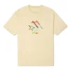 Tricou sport cu imprimeu, guler rotund și mâneci scurte, galben deschis