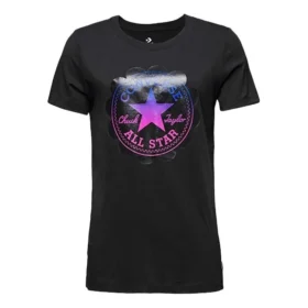 Tricou sport cu mânecă scurtă și imprimeu logo, negru