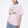 Tricou sport cu mâneci scurte și imprimeu înghețată, roz