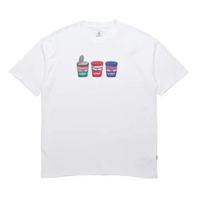 Tricou unisex cu mâneci scurte și aplicații Pics, alb