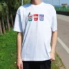 Tricou unisex cu mâneci scurte și aplicații Pics, alb