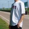 Tricou unisex cu mâneci scurte și aplicații Pics, alb